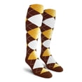 thumbnail image 1 of Golf Knickers Colorful Knee High Argyle Cotton Socks For Men Women and Youth - EEEE: Brown/Gold/White - Ladies, 1 of 2