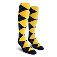 thumbnail image 1 of Golf Knickers Colorful Knee High Argyle Cotton Socks For Men Women and Youth - F: Navy/Yellow- Mens, 1 of 2