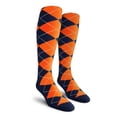 thumbnail image 1 of Golf Knickers Colorful Knee High Argyle Cotton Socks For Men Women and Youth - HH: Navy/Orange - Mens, 1 of 2