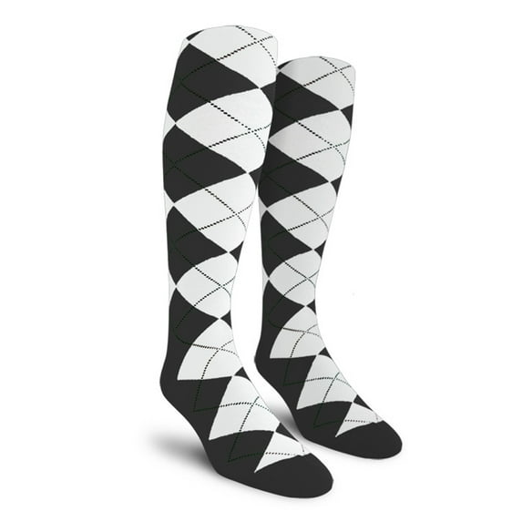 Golf Knickers Colorful Knee High Argyle Cotton Socks For Men Women and Youth - O: Charcoal/White - Mens