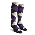 thumbnail image 1 of Golf Knickers Colorful Knee High Argyle Cotton Socks For Men Women and Youth - OOOO: Black/Purple/White - Ladies, 1 of 2