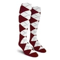 thumbnail image 1 of Golf Knickers Colorful Knee High Argyle Cotton Socks For Men Women and Youth - P: Maroon/White - Youth, 1 of 2