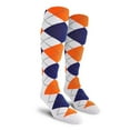 thumbnail image 1 of Golf Knickers Colorful Knee High Argyle Cotton Socks For Men Women and Youth - RRRR: White/Orange/Royal - Mens, 1 of 2