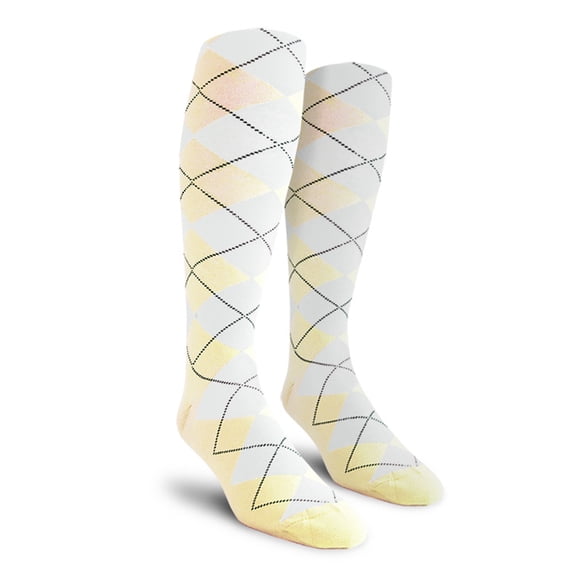 Golf Knickers Colorful Knee High Argyle Cotton Socks For Men Women and Youth - T: Natural/White - Youth