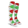 thumbnail image 1 of Golf Knickers Colorful Knee High Argyle Cotton Socks For Men Women and Youth - UUUU: White/Lime/Red - Youth, 1 of 2