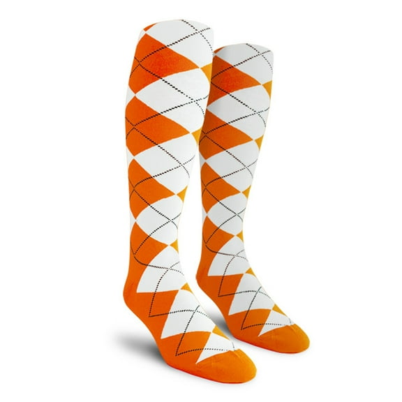 Golf Knickers Colorful Knee High Argyle Cotton Socks For Men Women and Youth - X: Orange/White - Youth