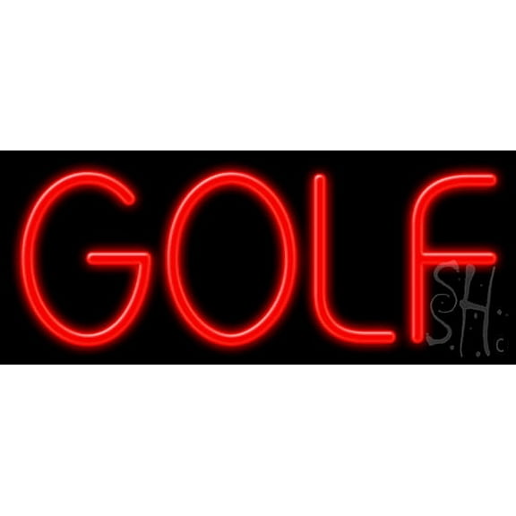 Golf LED Neon Sign 10" Tall x 24" Wide - inches Black Square Cut Acrylic Backing, with Dimmer - Premium built indoor Sign for Storefront, Workshop, Resort.