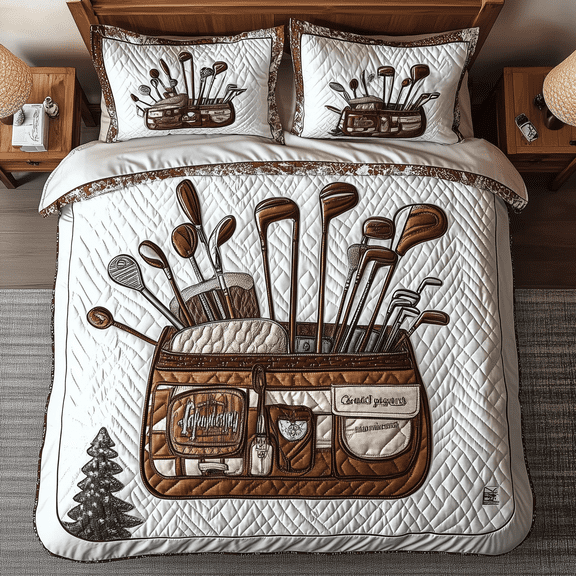 Golf Life Quilted Bedding Set , 3-Piece Bedding Set