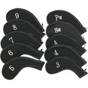 Golf Long Neck Neoprene Durable Zippered Zipper Iron Head Covers Headcovers 3-SW Pack of 10