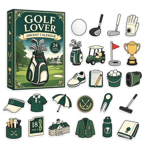 Golf Lover Advent Calendar 2026, 24-Day Festive Countdown, Acrylic Charms Blind Box for Golf Enthusiasts Adults Christmas Gift