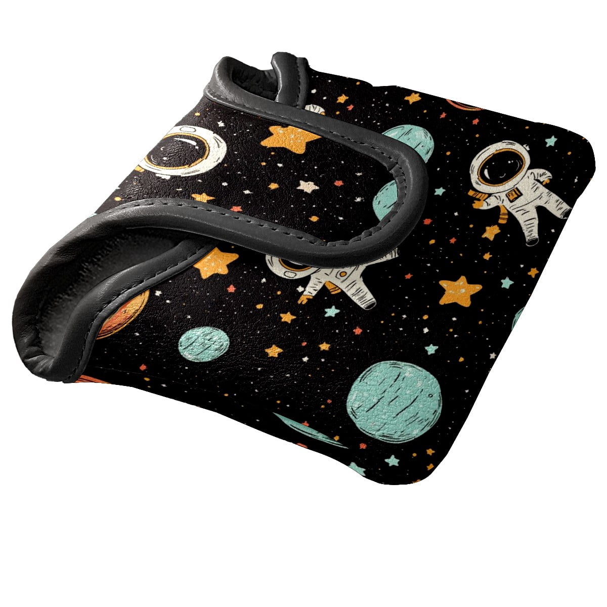 Golf Mallet Putter Cover Premium Leather Golf Putter Head Cover with Magnetic Closure, Golf Cover for Men and Women Astronaut Planet