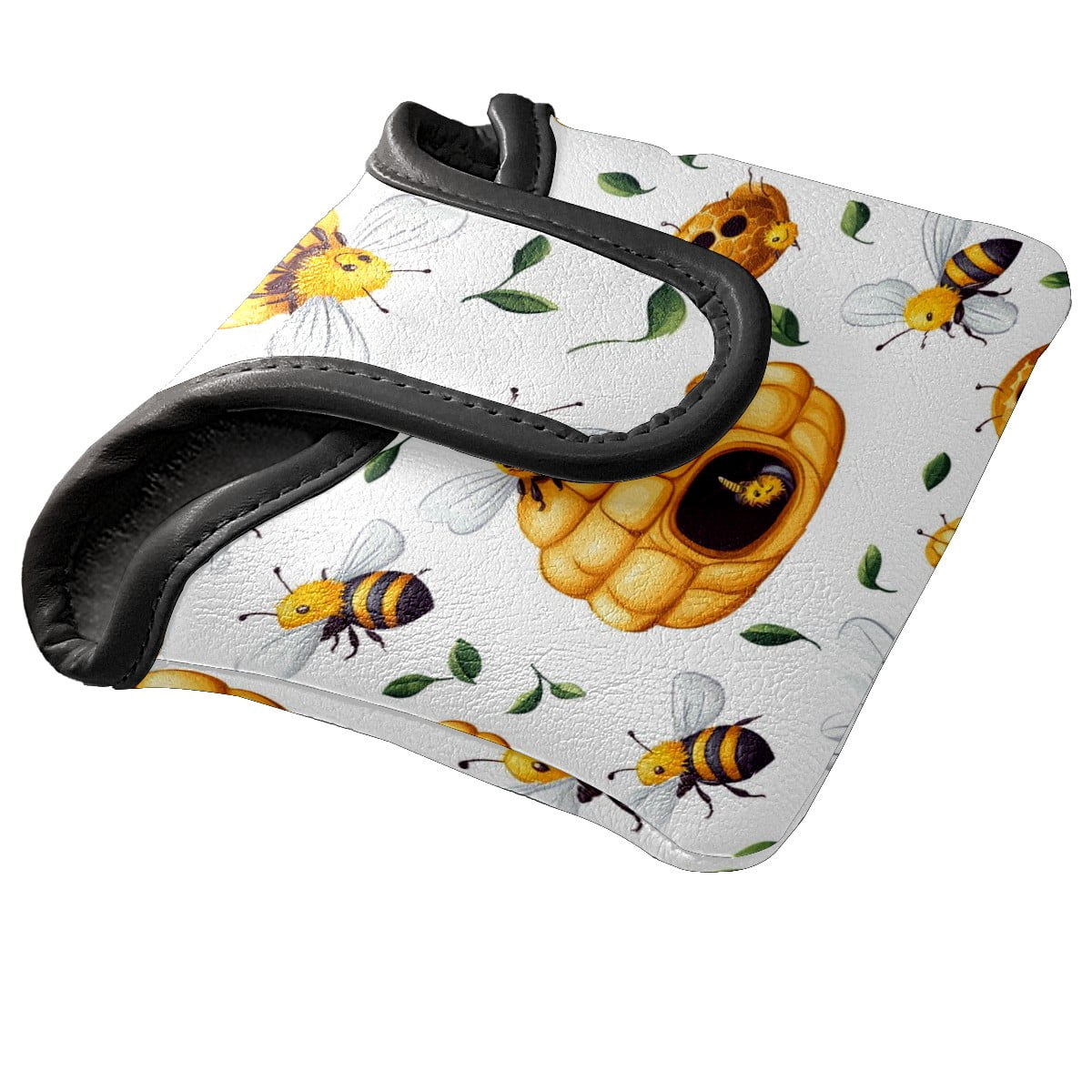 Golf Mallet Putter Cover Premium Leather Golf Putter Head Cover with Magnetic Closure, Golf Cover for Men and Women Bee Nesting