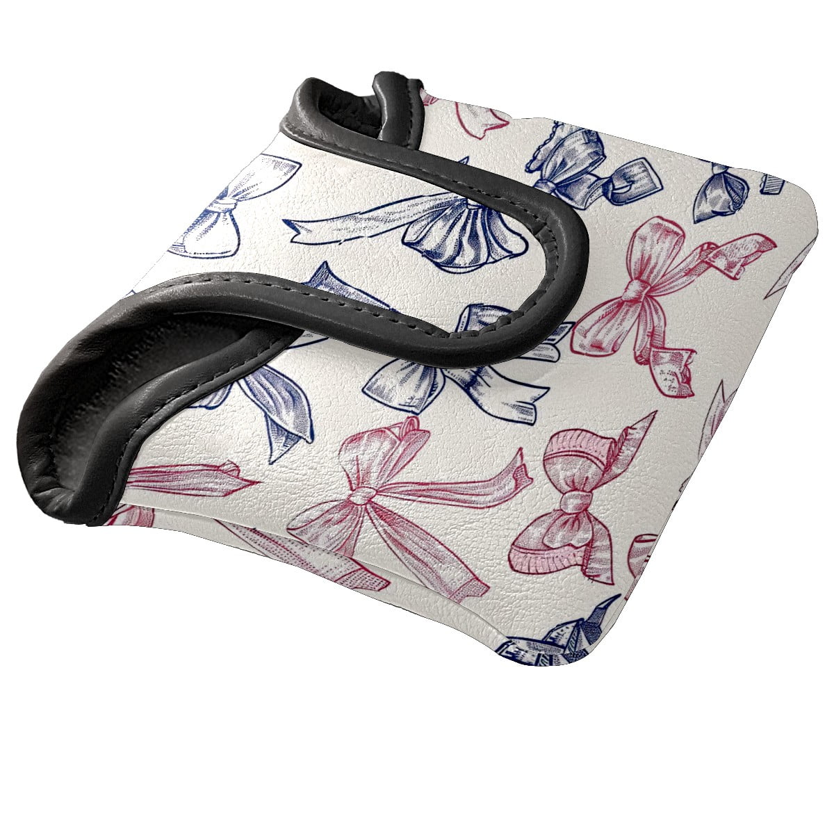 Golf Mallet Putter Cover Premium Leather Golf Putter Head Cover with Magnetic Closure Golf Cover for Men and Women Bow Pattern