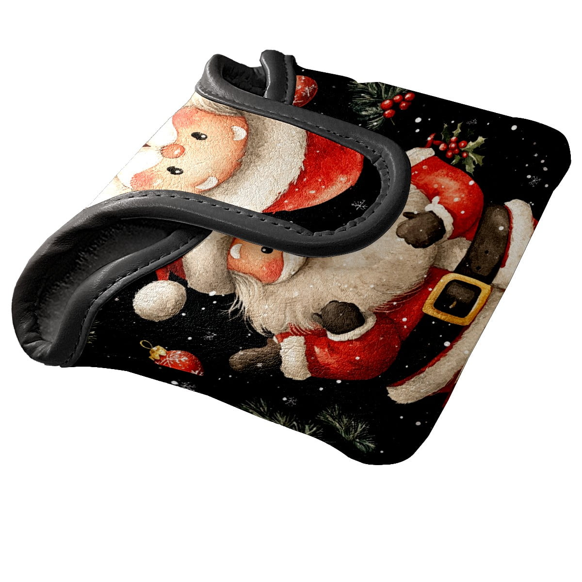 Golf Mallet Putter Cover Premium Leather Golf Putter Head Cover with Magnetic Closure Golf Cover for Men and Women Cartoon Santa Claus