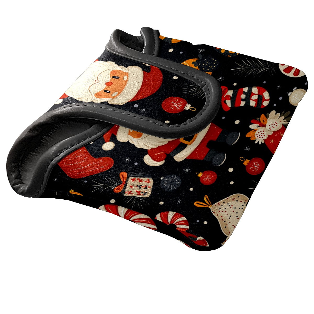Golf Mallet Putter Cover Premium Leather Golf Putter Head Cover with Magnetic Closure Golf Cover for Men and Women Christmas Pattern