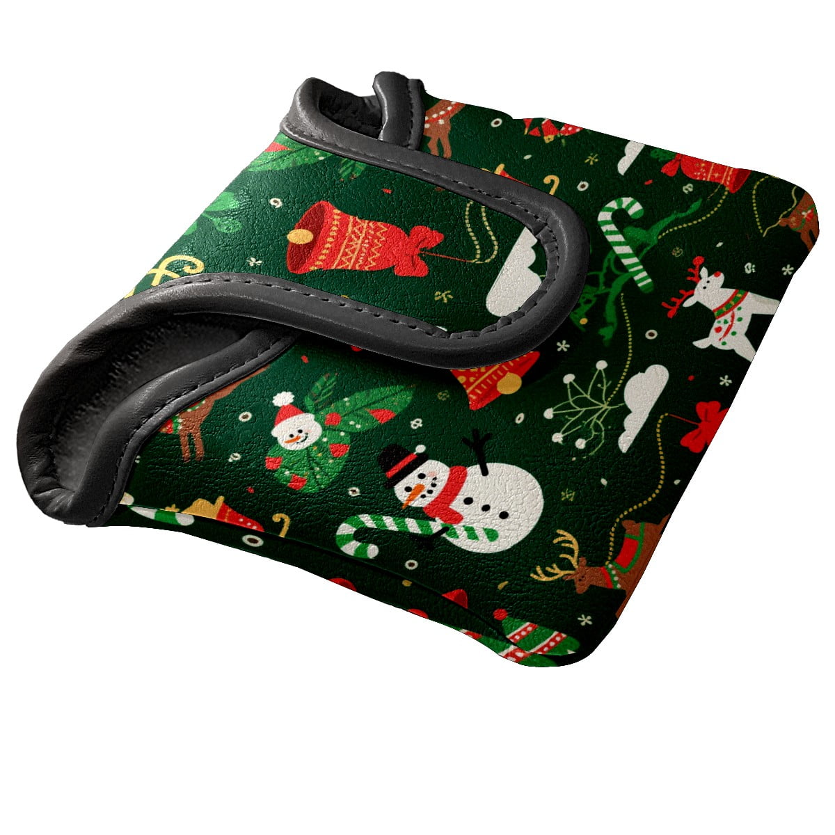Golf Mallet Putter Cover Premium Leather Golf Putter Head Cover with Magnetic Closure, Golf Cover for Men and Women Christmas Snowman