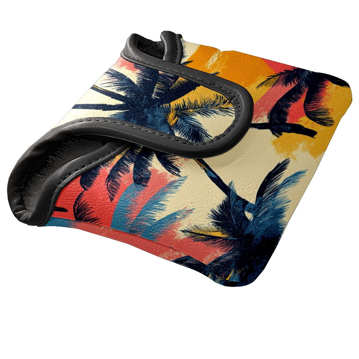 Golf Mallet Putter Cover Premium Leather Golf Putter Head Cover with Magnetic Closure, Golf Cover for Men and Women Coconut Tree Pattern