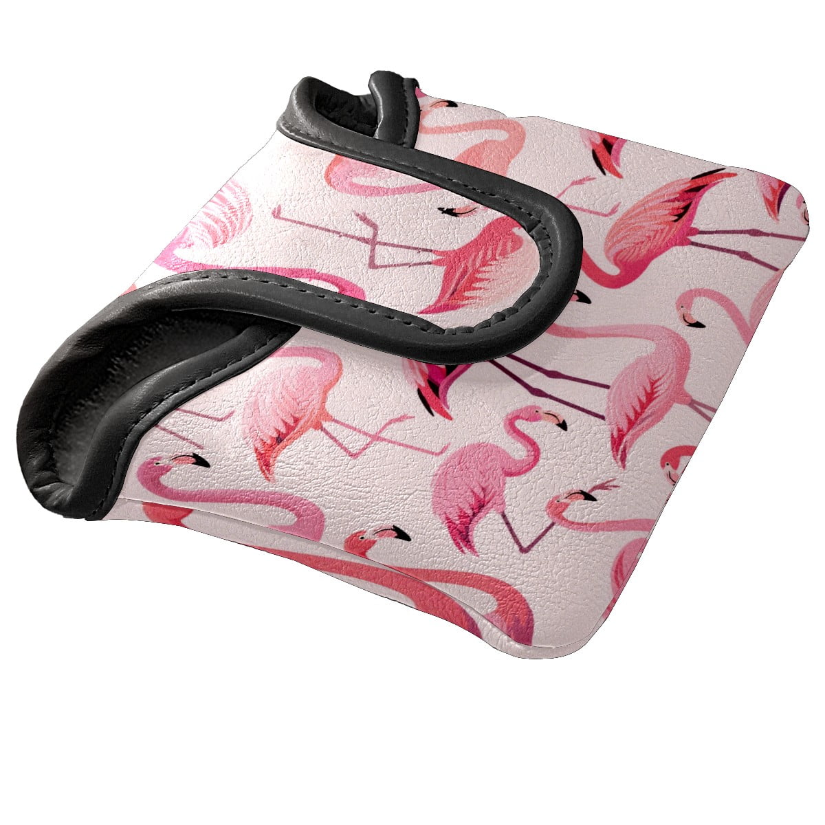 Golf Mallet Putter Cover Premium Leather Golf Putter Head Cover with Magnetic Closure, Golf Cover for Men and Women Flamingo Pattern