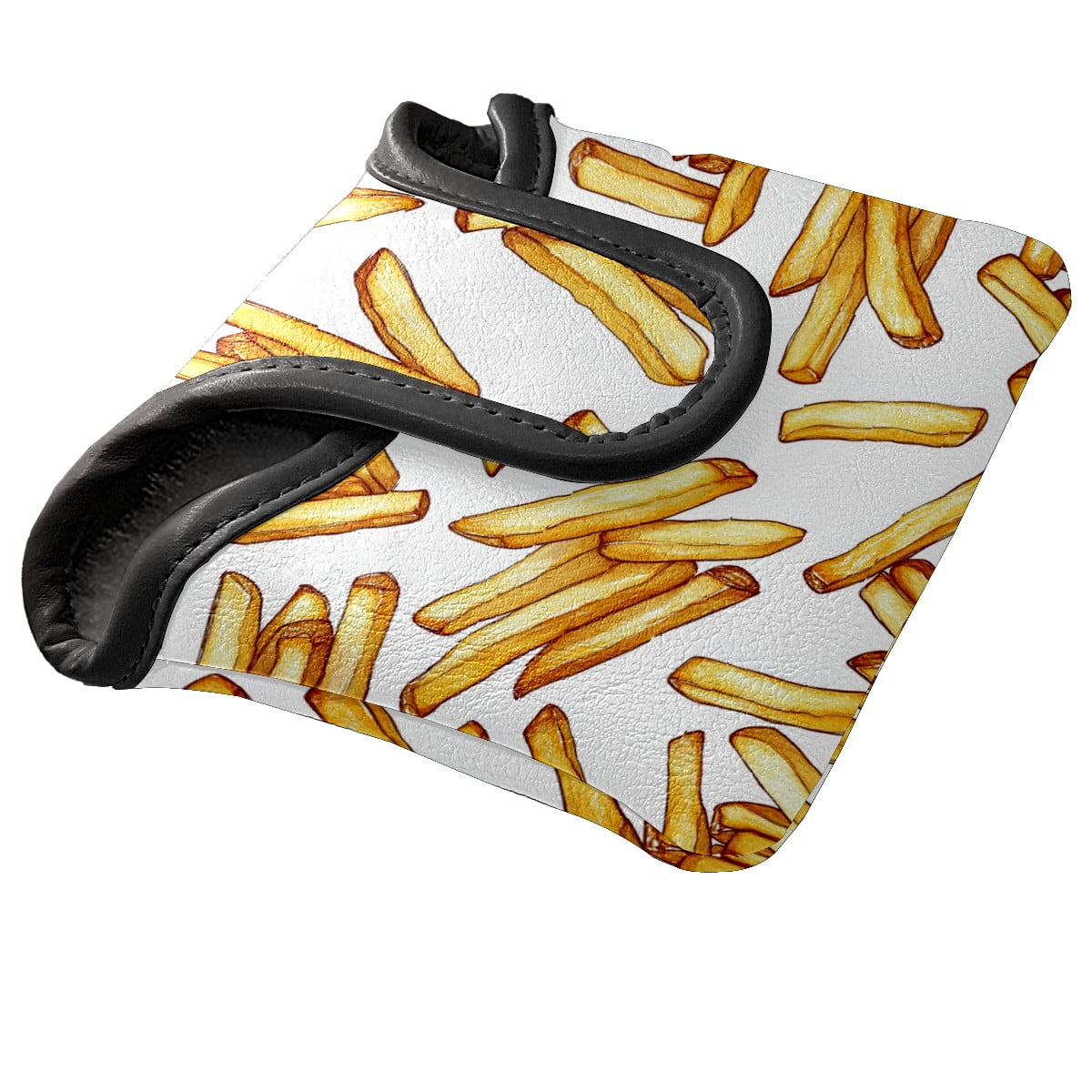 Golf Mallet Putter Cover Premium Leather Golf Putter Head Cover with Magnetic Closure Golf Cover for Men and Women French Fries Pattern