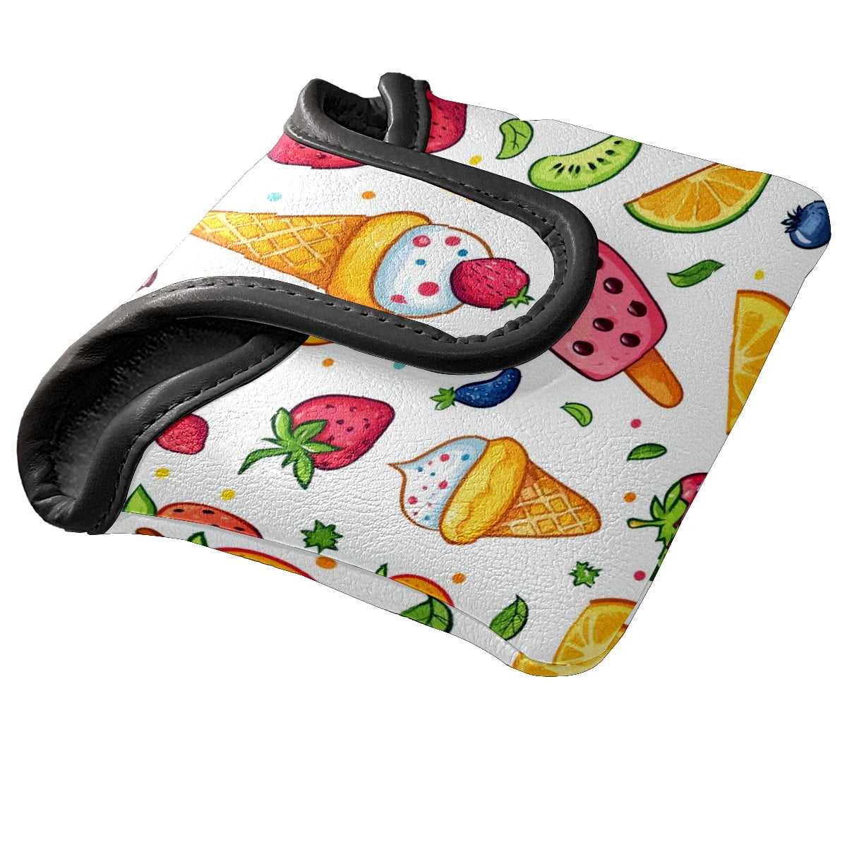 Golf Mallet Putter Cover Premium Leather Golf Putter Head Cover with Magnetic Closure, Golf Cover for Men and Women Fruit Ice Cream Pattern