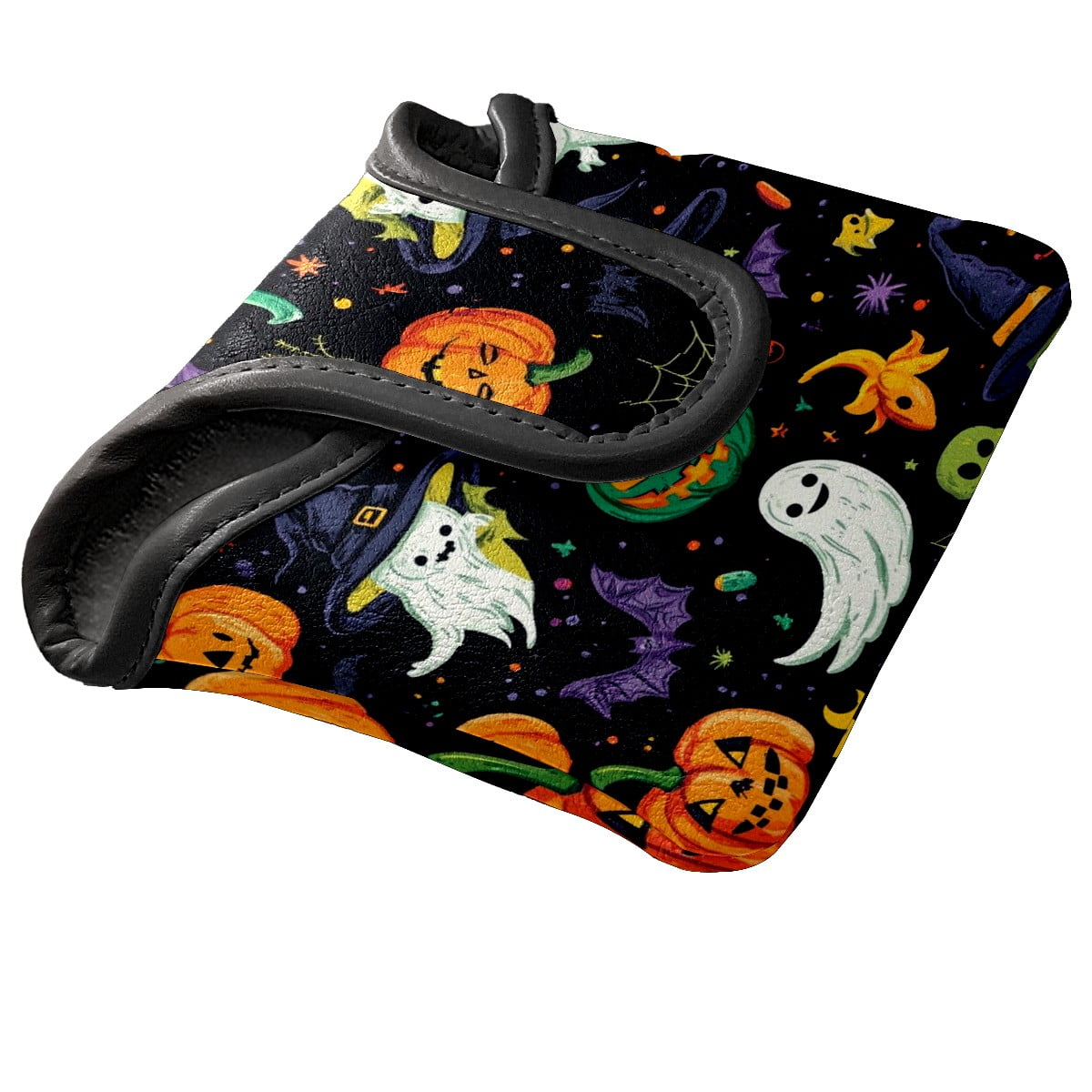 Golf Mallet Putter Cover Premium Leather Golf Putter Head Cover with Magnetic Closure, Golf Cover for Men and Women Halloween Pumpkin