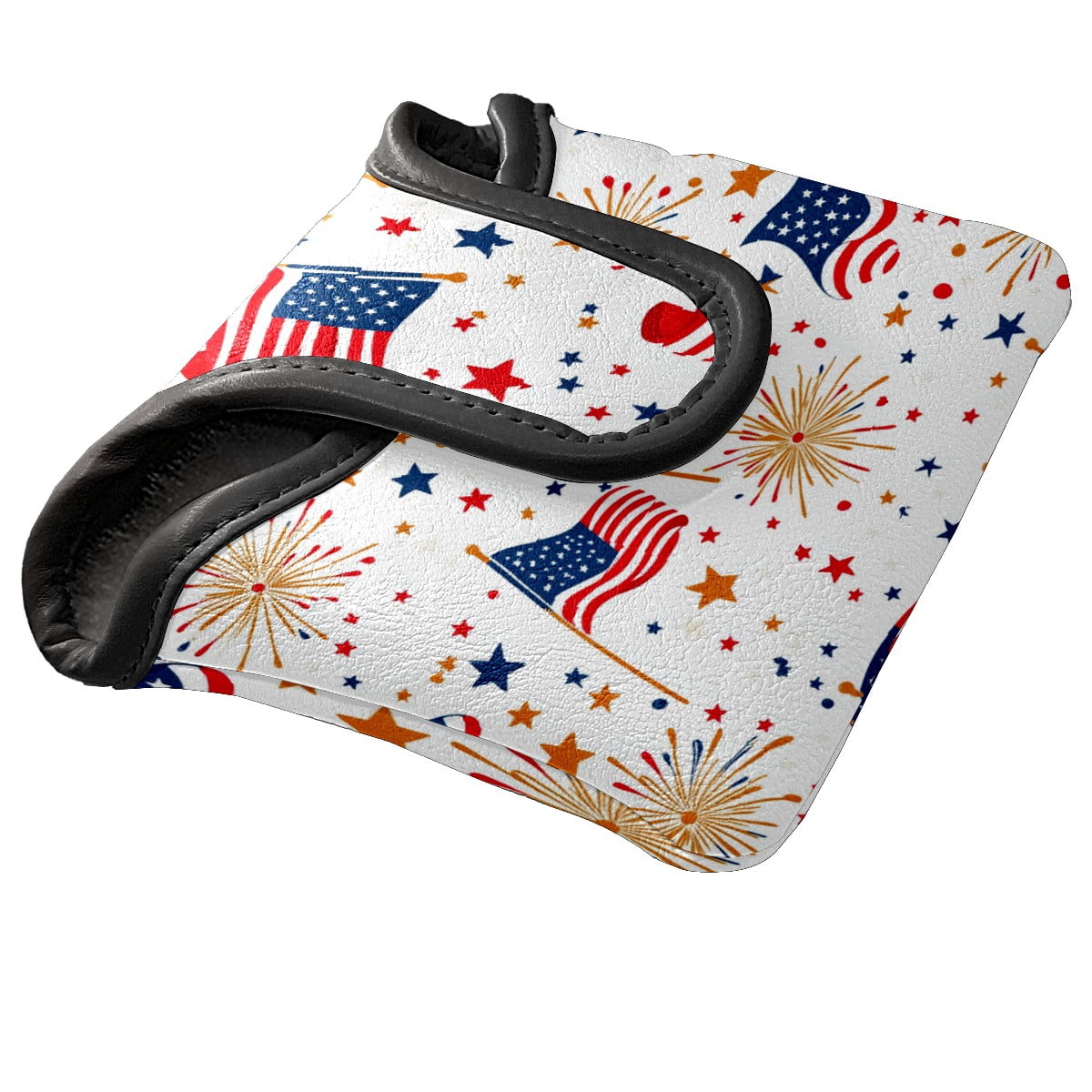 Golf Mallet Putter Cover Premium Leather Golf Putter Head Cover with Magnetic Closure Golf Cover for Men and Women National Flag Fireworks
