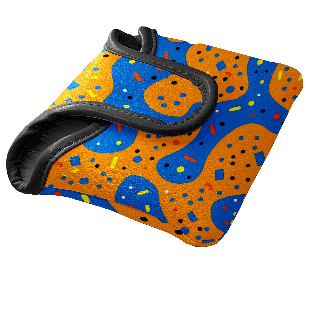 Golf Mallet Putter Cover Premium Leather Golf Putter Head Cover with Magnetic Closure Golf Cover for Men and Women Orange Blue Polka Dots