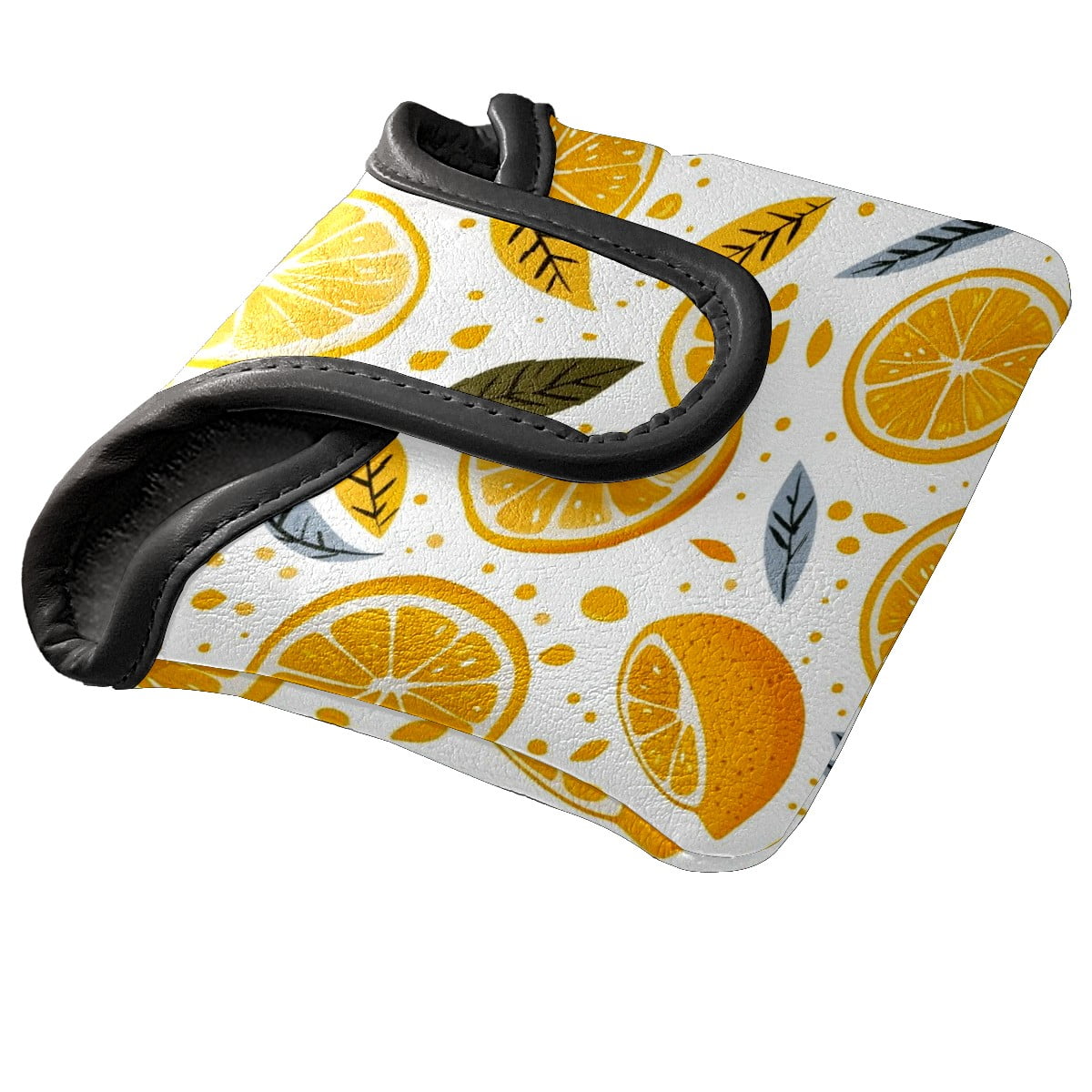 Golf Mallet Putter Cover Premium Leather Golf Putter Head Cover with Magnetic Closure, Golf Cover for Men and Women Orange Pattern