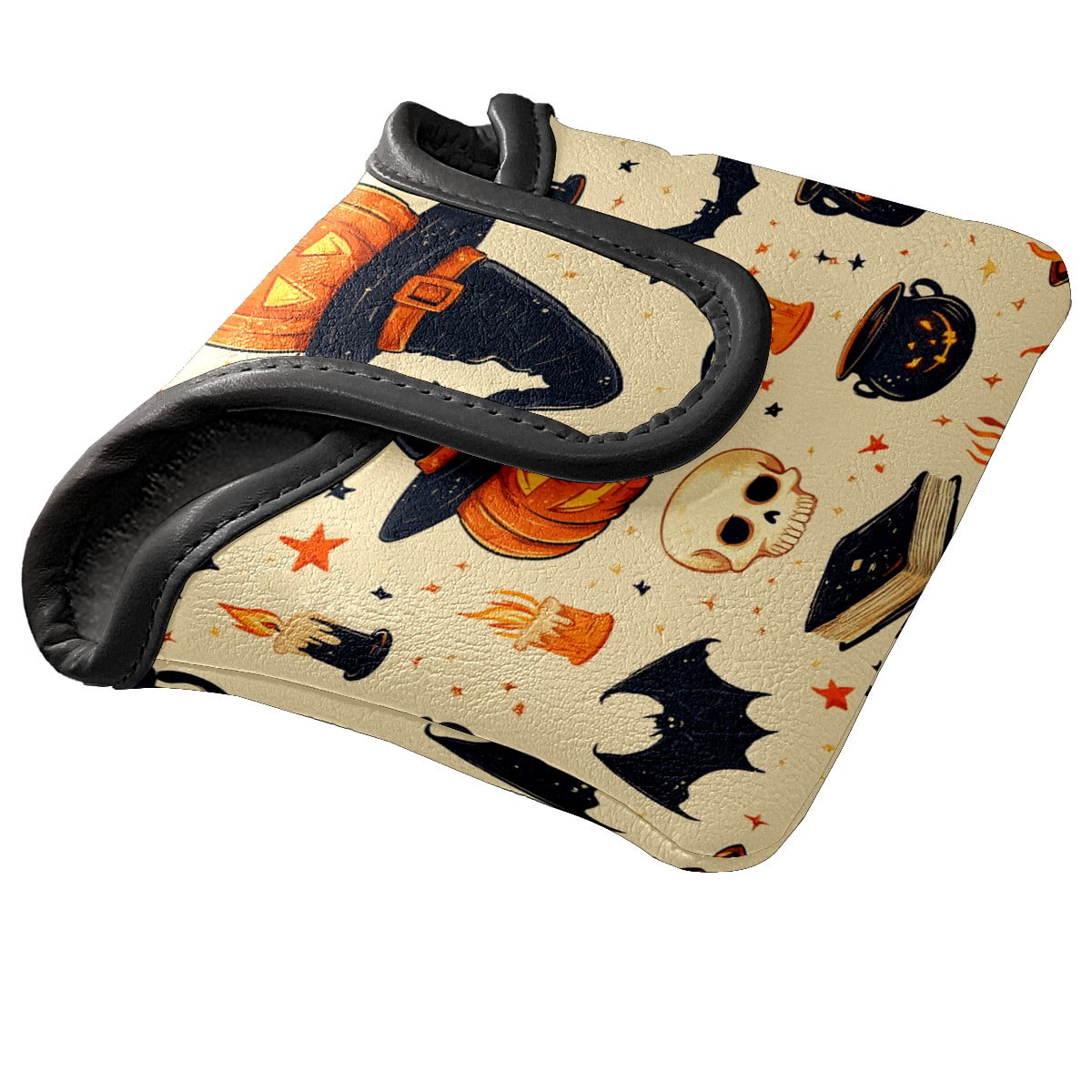 Golf Mallet Putter Cover Premium Leather Golf Putter Head Cover with Magnetic Closure Golf Cover for Men and Women Pumpkin Witch Hat