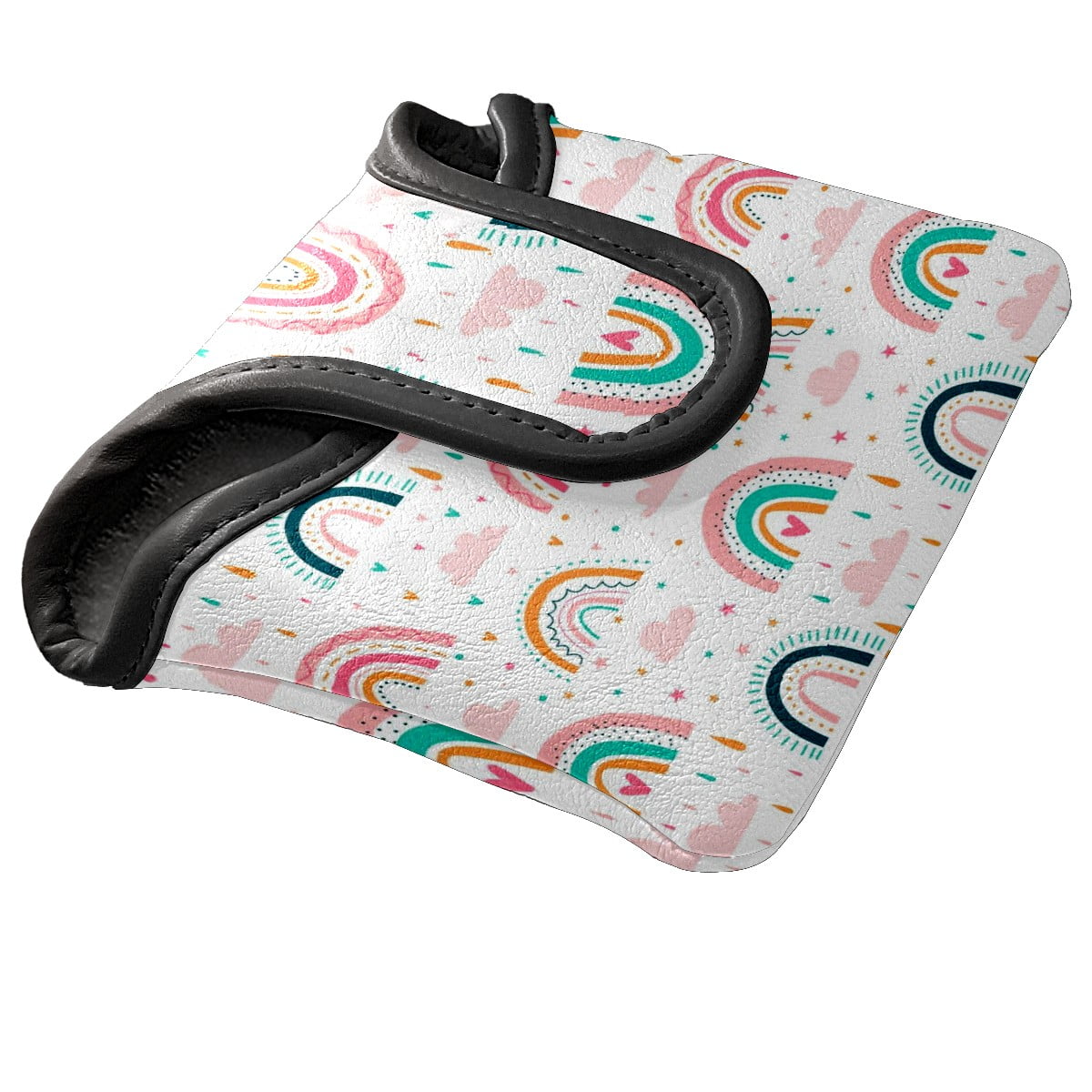 Golf Mallet Putter Cover Premium Leather Golf Putter Head Cover with Magnetic Closure, Golf Cover for Men and Women Rainbow Pattern