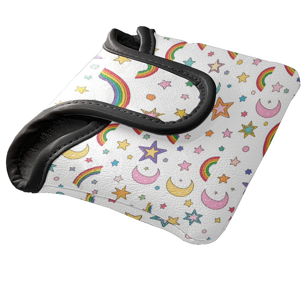 Golf Mallet Putter Cover Premium Leather Golf Putter Head Cover with Magnetic Closure, Golf Cover for Men and Women Rainbow Pattern