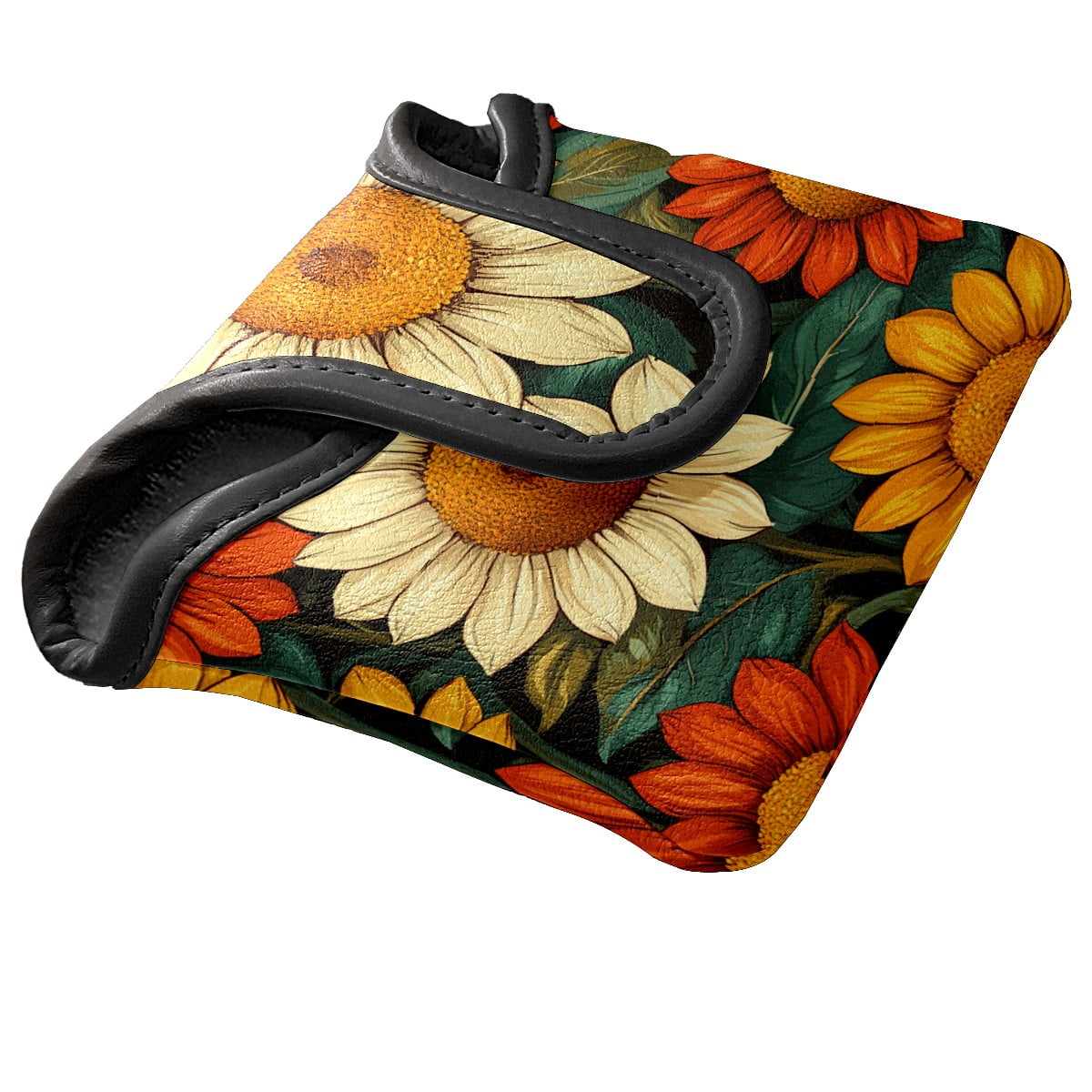 Golf Mallet Putter Cover Premium Leather Golf Putter Head Cover with Magnetic Closure Golf Cover for Men and Women Sunflower