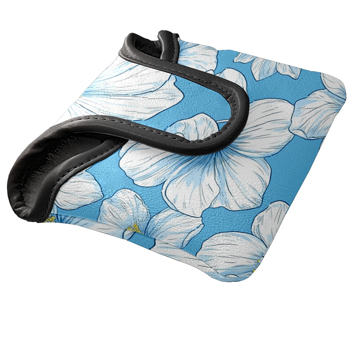 Golf Mallet Putter Cover Premium Leather Golf Putter Head Cover with Magnetic Closure Golf Cover for Men and Women White Lily