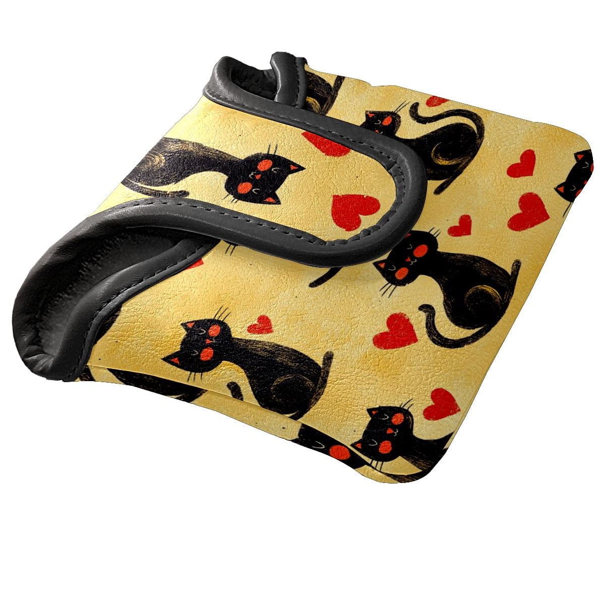 Golf Mallet Putter Cover Premium Leather Waterproof Golf Putter Head Cover with Magnetic Closure Black Cat