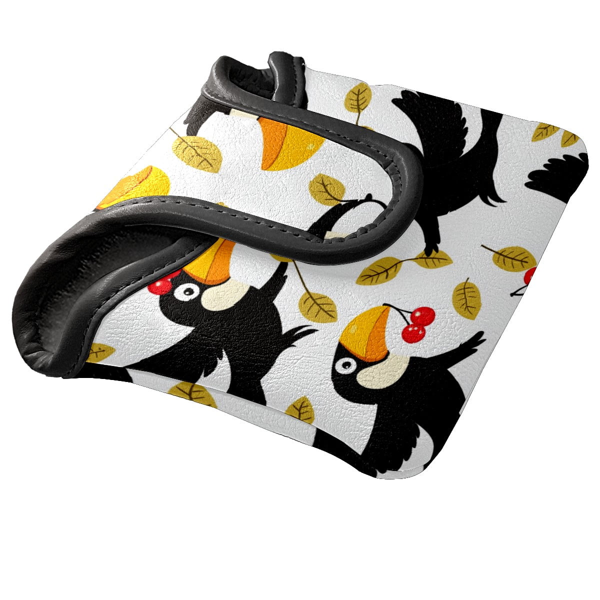 Golf Mallet Putter Cover Premium Leather Waterproof Golf Putter Head Cover with Magnetic Closure Black Toucans