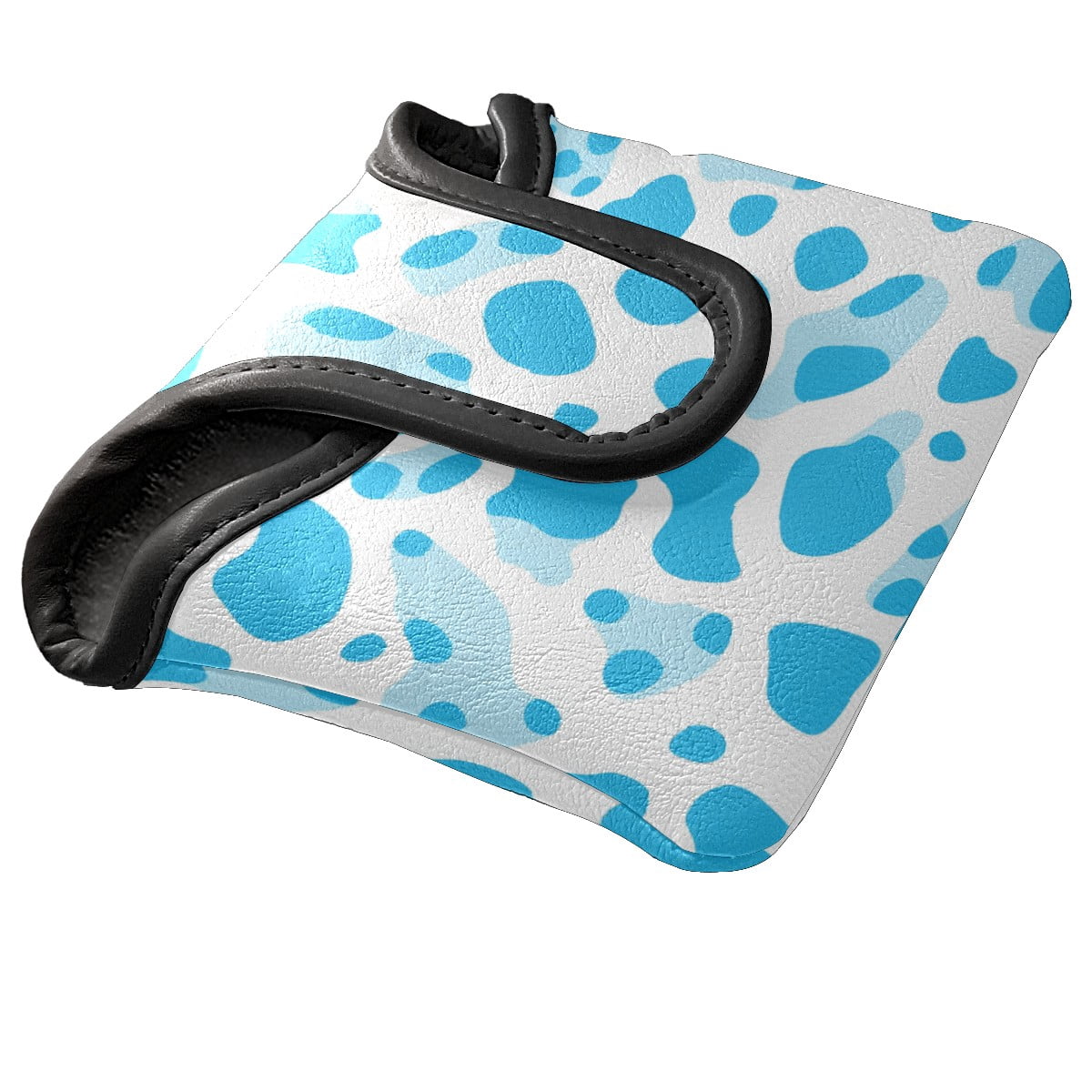 Golf Mallet Putter Cover Premium Leather Waterproof Golf Putter Head Cover with Magnetic Closure Blue Polka Dots