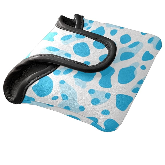 Golf Mallet Putter Cover Premium Leather Waterproof Golf Putter Head Cover with Magnetic Closure Blue Polka Dots