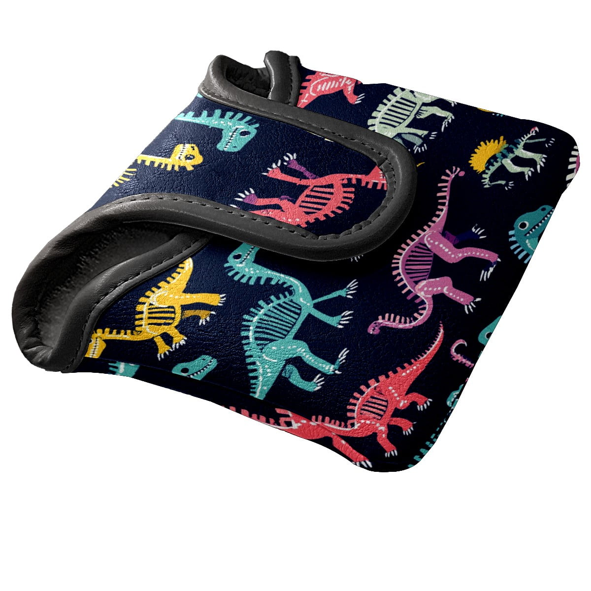 Golf Mallet Putter Cover Premium Leather Waterproof Golf Putter Head Cover with Magnetic Closure Cartoon Dinosaur