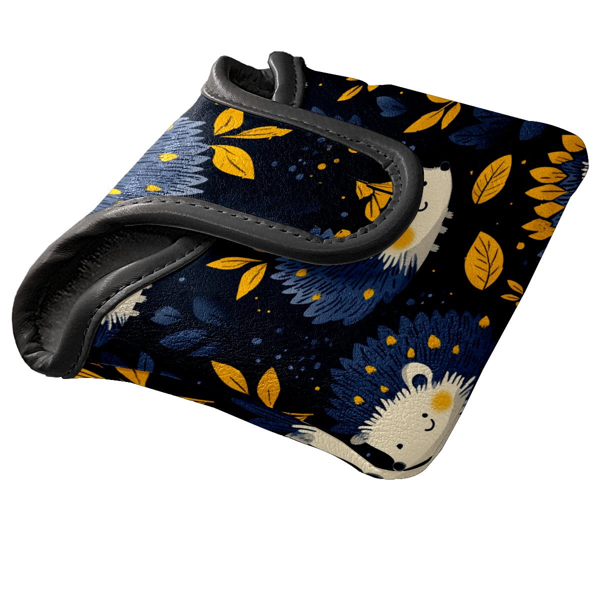 Golf Mallet Putter Cover Premium Leather Waterproof Golf Putter Head Cover with Magnetic Closure Cartoon Hedgehog