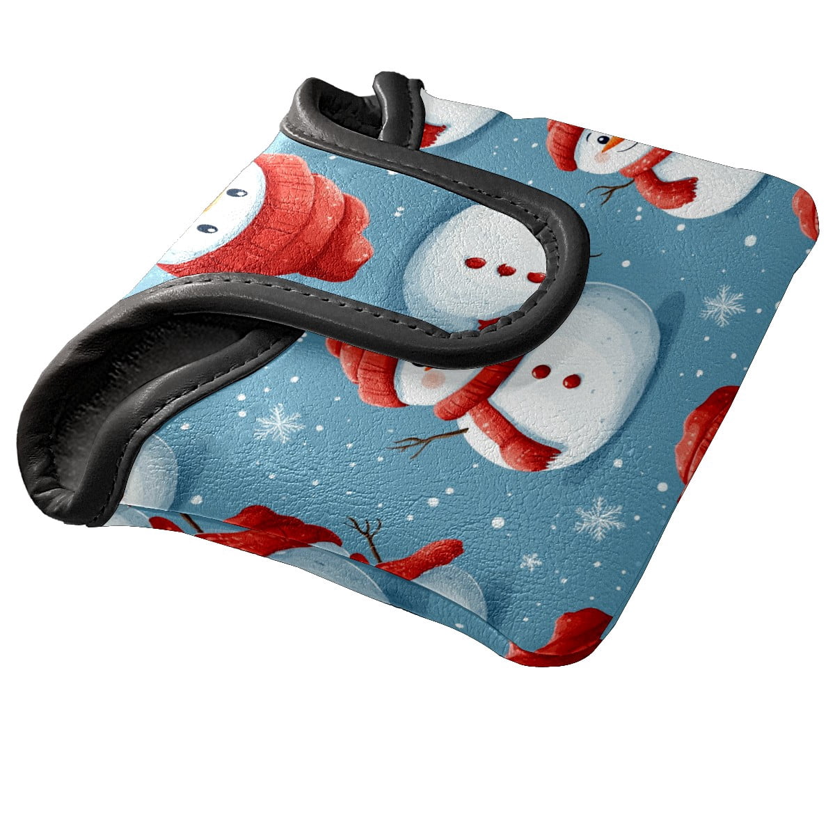 Golf Mallet Putter Cover Premium Leather Waterproof Golf Putter Head Cover with Magnetic Closure Christmas Snowman