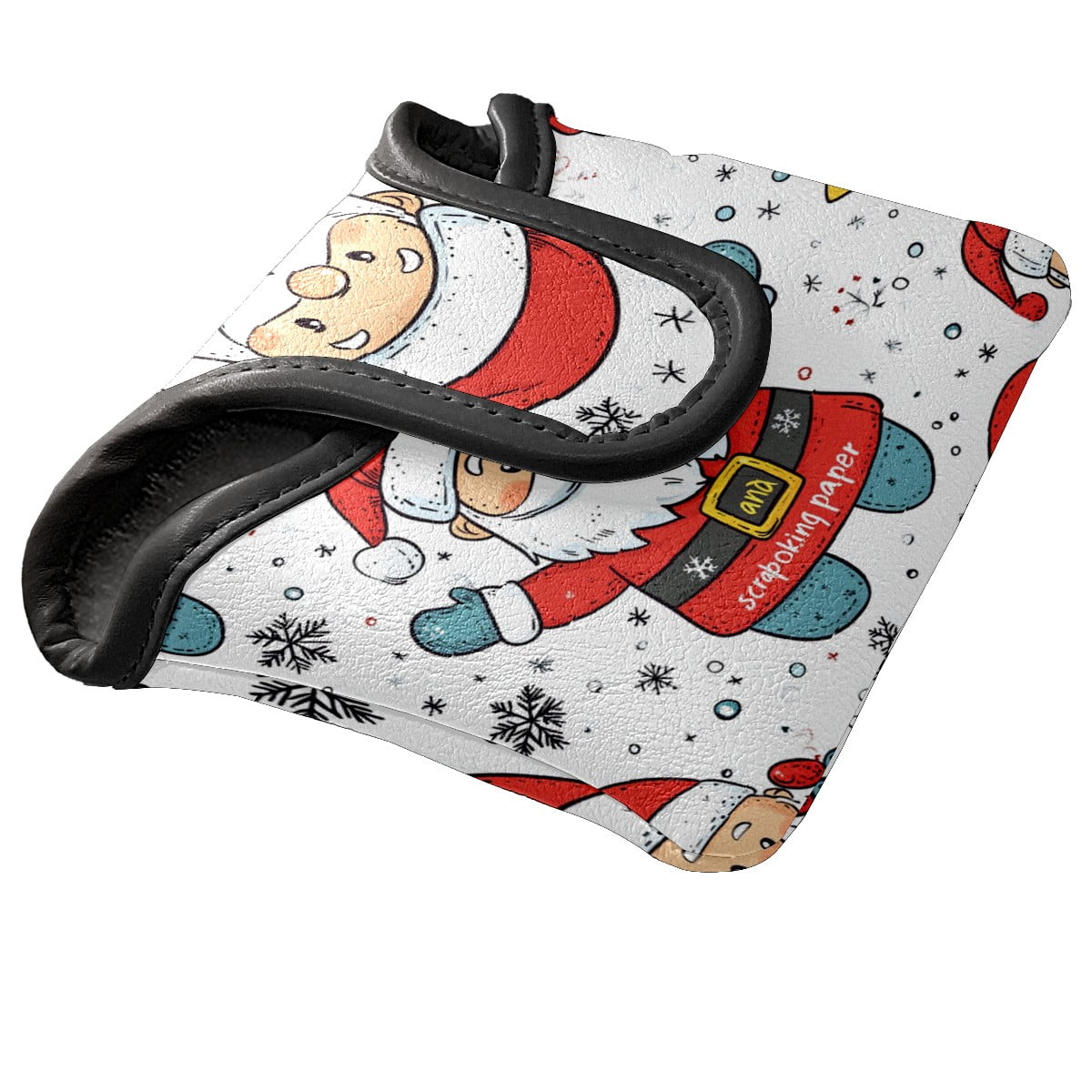 Golf Mallet Putter Cover Premium Leather Waterproof Golf Putter Head Cover with Magnetic Closure Christmas Snowman