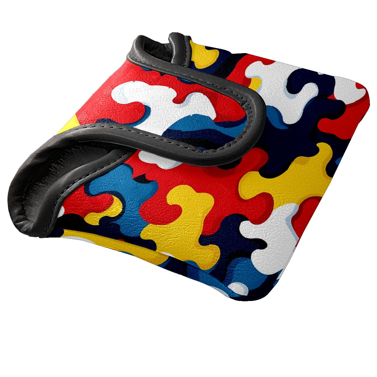 Golf Mallet Putter Cover Premium Leather Waterproof Golf Putter Head Cover with Magnetic Closure Color Puzzle
