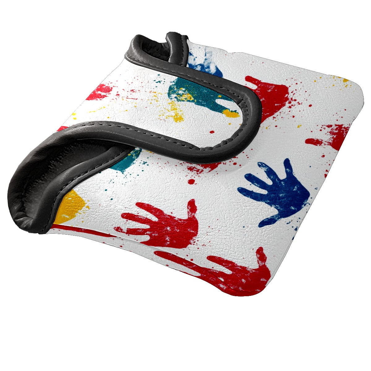 Golf Mallet Putter Cover Premium Leather Waterproof Golf Putter Head Cover with Magnetic Closure Colored Palm Prints