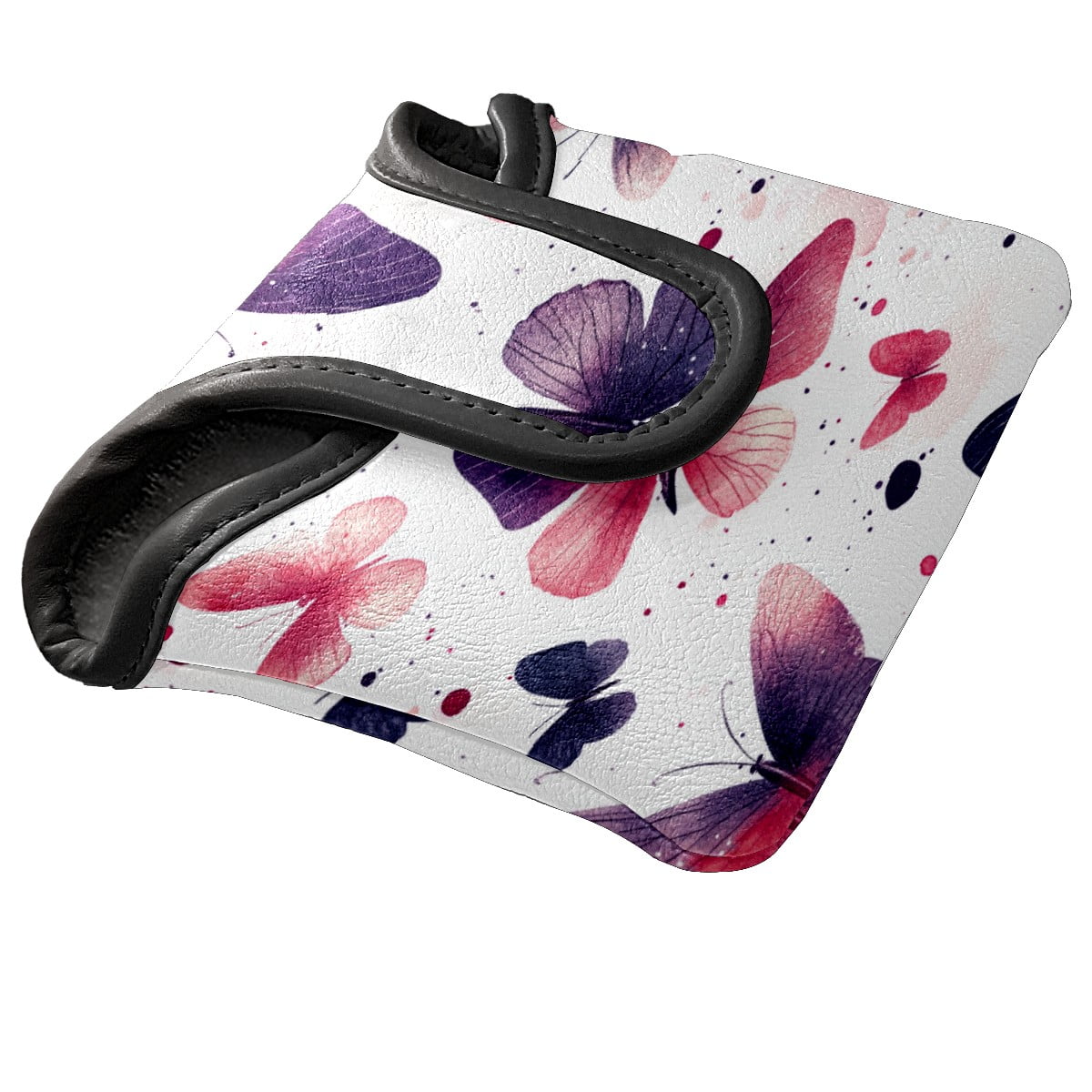 Golf Mallet Putter Cover Premium Leather Waterproof Golf Putter Head Cover with Magnetic Closure Colorful Beautiful Butterfly