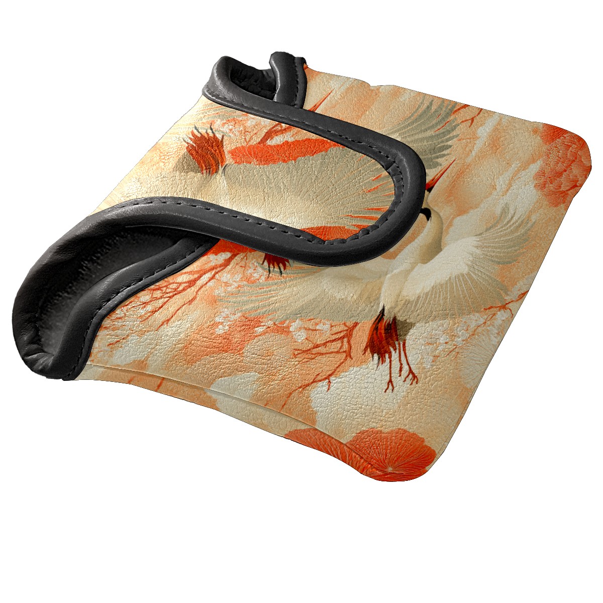 Golf Mallet Putter Cover Premium Leather Waterproof Golf Putter Head Cover with Magnetic Closure Cranes