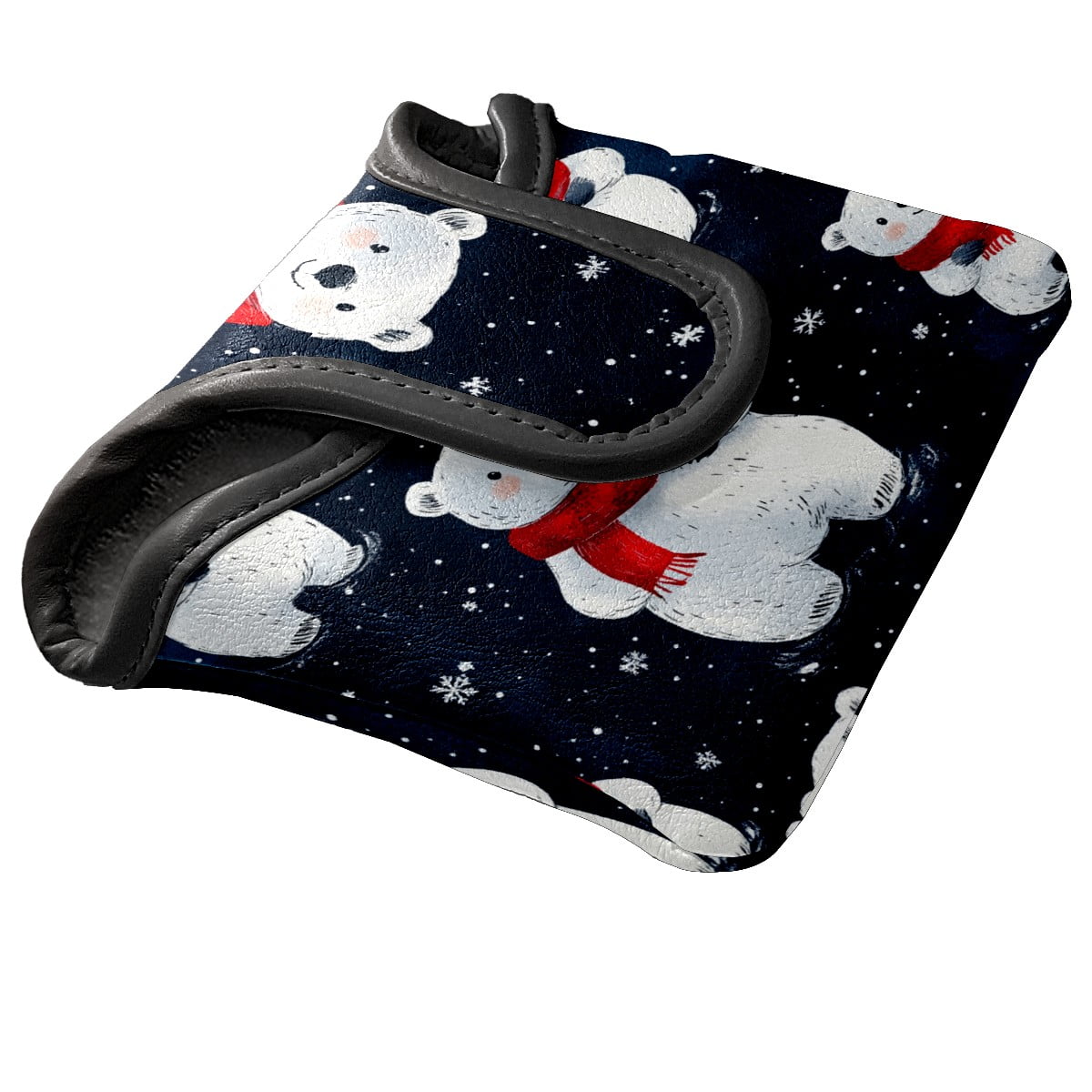 Golf Mallet Putter Cover Premium Leather Waterproof Golf Putter Head Cover with Magnetic Closure Cute White Bear