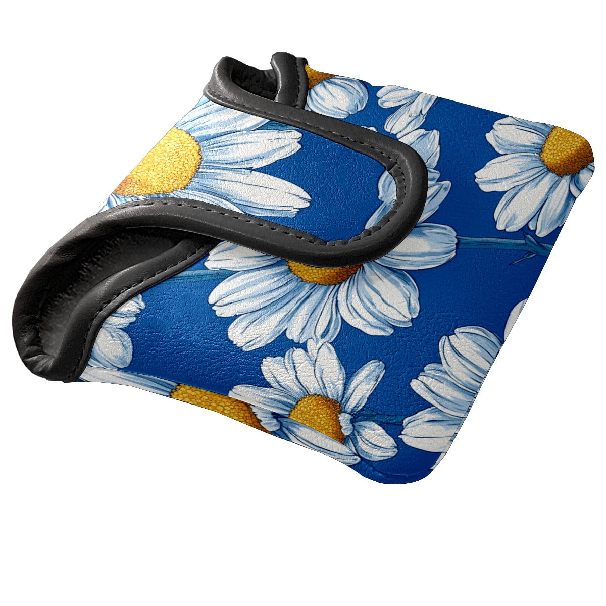Golf Mallet Putter Cover Premium Leather Waterproof Golf Putter Head Cover with Magnetic Closure Daisy Pattern