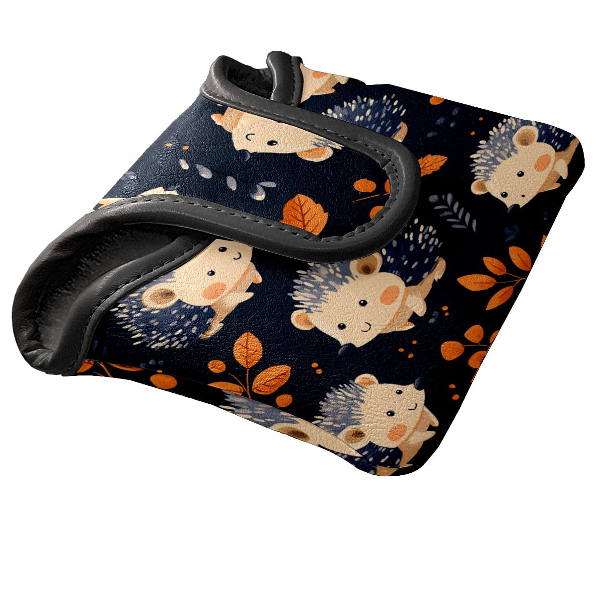 Golf Mallet Putter Cover Premium Leather Waterproof Golf Putter Head Cover with Magnetic Closure Dark Hedgehog