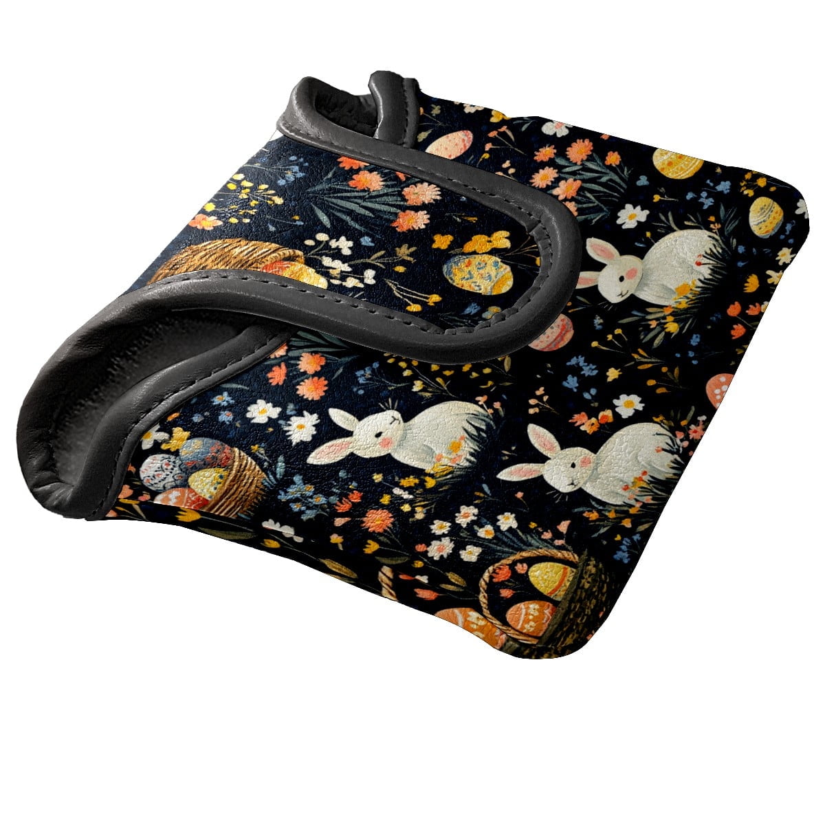 Golf Mallet Putter Cover Premium Leather Waterproof Golf Putter Head Cover with Magnetic Closure Easter Patterns