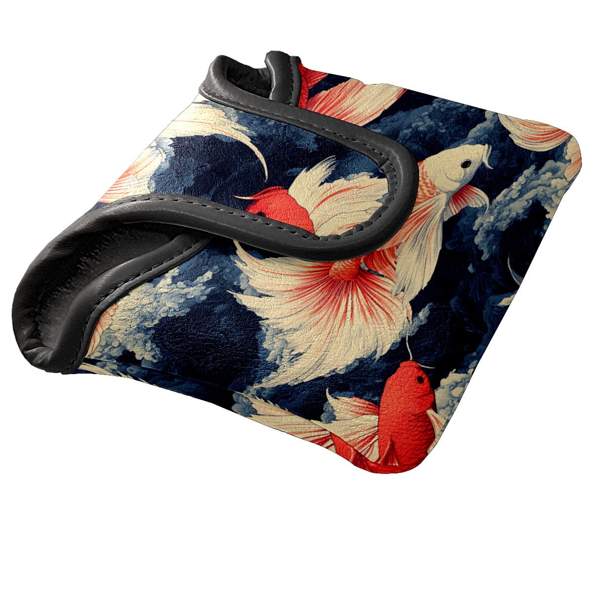 Golf Mallet Putter Cover Premium Leather Waterproof Golf Putter Head Cover with Magnetic Closure Goldfish